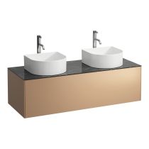 LAUFEN SONAR Skrinka pod umývadlo, s 1 zásuvkou, pre umývadlové misy H812340, H812341, H812342, H812343, s výrezom vľavo a vpravo vr. otvorov pre batériu uprostred, 1175x455x340 mm, Meď & nero marquina 141, H4054280341411