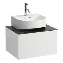 LAUFEN SONAR Skrinka pod umývadlo s 1 zásuvkou, pre umývadielko H816341, s výrezom uprostred, 575x455x340 mm, Biela matná & nero marquina 143, H4054310341431