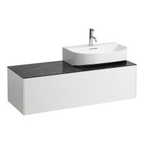 LAUFEN SONAR Skrinka pod umývadlo, s 1 zásuvkou, pre umývadielka H816341/H816342, s výrezom vpravo, 1175x455x340 mm, Biela matná & nero marquina 143, H4054530341431