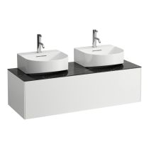 LAUFEN SONAR Skrinka pod umývadlo, s 1 zásuvkou, pre umývadielka H816341, s výrezom vľavo a vpravo, 1175x455x340 mm, Biela matná & nero marquina 143, H4054540341431