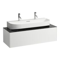 LAUFEN SONAR Skrinka pod umývadlo, s 1 zásuvkou, pre umývadlo H816347, s výrezom uprostred, 1175x455x340 mm, Biela matná & nero marquina 143, H4054610341431