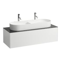 LAUFEN SONAR Skrinka pod umývadlo, s 1 zásuvkou, pre umývadla H812348, H812349, s výrezom uprostred, 1175x455x340 mm, Biela matná & nero marquina 143, H4054710341431