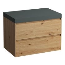 LAUFEN LANI Modulárna zostava 800, umývadlová doska 65 mm (.260 šedá traffic), bez výrezu, s 2 zásuvkami, 785x495x580 mm, Divoký dub 267, H4055501122671