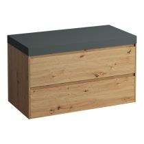 LAUFEN LANI Modulárna zostava 1000, umývadlová doska 65 mm (.260 šedá traffic), bez výrezu, s 2 zásuvkami, 985x495x580 mm, Divoký dub 267, H4055601122671