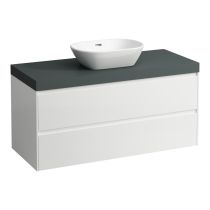 LAUFEN LANI Modulárna zostava 1200, umývadlová doska 65 mm (.260 šedá traffic), s 1 výrezom uprostred, s 2 zásuvkami, 1185x495x580 mm, Biela lesklá 261, H4055711122611