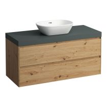 LAUFEN LANI Modulárna zostava 1200, umývadlová doska 65 mm (.260 šedá traffic), s 1 výrezom uprostred, s 2 zásuvkami, 1185x495x580 mm, Divoký dub 267, H4055711122671