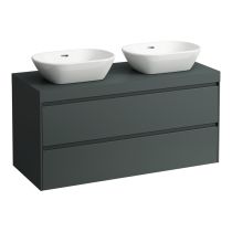 LAUFEN LANI Modulárny systém, 118,5 × 49,5 × 58 cm, s umývadlovou doskou 65 mm, s výrezom vľavo a vpravo, s 2 zásuvkami, umývadlová doska vo farbe šedá traffic (266), 1185x495x580 mm, Šedá traffic 266, H4055741122661