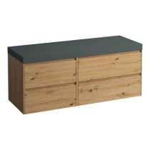 LAUFEN LANI Modulárna zostava 1400, umývadlová doska 65 mm (.260 šedá traffic), bez výrezu, so 2 zásuvkami: zásuvkový element 800 pravý + zásuvkový element 600 ľavý, 1370x495x580 mm, Divoký dub 267, H4055811122671