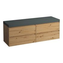 LAUFEN LANI Modulárna zostava 1600, umývadlová doska 65 mm (.260 šedá traffic), bez výrezu, so 2 zásuvkami: zásuvkový element 800 + zásuvkový element 800, 1570x495x580 mm, Divoký dub 267, H4055901122671