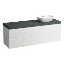 LAUFEN LANI Modulárna zostava 1600, umývadlová doska 65 mm (.260 šedá traffic), s výrezom vpravo, so 2 zásuvkami: zásuvkový element 800 pravý + zásuvkový element 800 ľavý, 1570x495x580 mm, Biela lesklá 261, H4055931122611