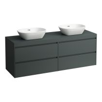 LAUFEN LANI Modulárna zostava 1600, umývadlová doska 65 mm (.260 šedá traffic), s výrezom vľavo a vpravo, so 2 zásuvkami: zásuvkový element 800 pravý + zásuvkový element 800 ľavý, 1570x495x580 mm, Šedá traffic 266, H4055941122661