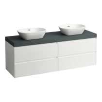 LAUFEN LANI Modulárna zostava 1600, umývadlová doska 65 mm (.260 šedá traffic), s výrezom vľavo a vpravo, so 2 zásuvkami: zásuvkový element 800 pravý + zásuvkový element 800 ľavý, 1570x495x580 mm, Špeciálne farby 990, H4055941129901