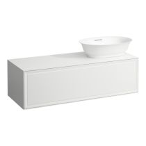 LAUFEN THE NEW CLASSIC Skrinka pod umývadlo 118 × 45 × 35 cm, s 1 zásuvkou, s výrezom vpravo, pre umývadlové misy 812850, 812851, 812852, 812853, 1175x455x345 mm, Biela lakovaná 631, H4060820856311