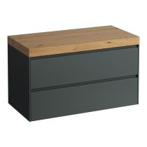 LAUFEN LANI Modulárna zostava 1000, umývadlová doska 65 mm (.267 divoký dub), bez výrezu, s 2 zásuvkami, 985x495x580 mm, Šedá traffic 266, H4065601122661