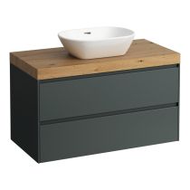 LAUFEN LANI Modulárna zostava 1000, umývadlová doska 65 mm (.267 divoký dub), s 1 výrezom uprostred, s 2 zásuvkami, 985x495x580 mm, Šedá traffic 266, H4065611122661