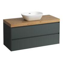 LAUFEN LANI Modulárna zostava 1200, umývadlová doska 65 mm (.267 divoký dub), s 1 výrezom uprostred, s 2 zásuvkami, 1185x495x580 mm, Šedá traffic 266, H4065711122661