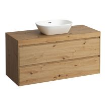 LAUFEN LANI Modulárna zostava 1200, umývadlová doska 65 mm (.267 divoký dub), s 1 výrezom uprostred, s 2 zásuvkami, 1185x495x580 mm, Divoký dub 267, H4065711122671