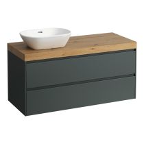 LAUFEN LANI Modulárna zostava 1200, umývadlová doska 65 mm (.267 divoký dub), s výrezom vľavo, s 2 zásuvkami, 1185x495x580 mm, Šedá traffic 266, H4065721122661