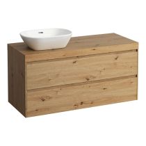 LAUFEN LANI Modulárna zostava 1200, umývadlová doska 65 mm (.267 divoký dub), s výrezom vľavo, s 2 zásuvkami, 1185x495x580 mm, Divoký dub 267, H4065721122671