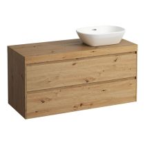 LAUFEN LANI Modulárna zostava 1200, umývadlová doska 65 mm (.267 divoký dub), s výrezom vpravo, s 2 zásuvkami, 1185x495x580 mm, Divoký dub 267, H4065731122671