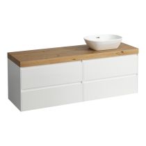 LAUFEN LANI Modulárna zostava 1600, umývadlová doska 65 mm (.267 divoký dub), s výrezom vpravo, so 2 zásuvkami: zásuvkový element 800 pravý + zásuvkový element 800 ľavý, 1570x495x580 mm, Biela matná 260, H4065931122601