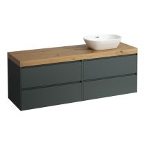 LAUFEN LANI Modulárna zostava 1600, umývadlová doska 65 mm (.267 divoký dub), s výrezom vpravo, so 2 zásuvkami: zásuvkový element 800 pravý + zásuvkový element 800 ľavý, 1570x495x580 mm, Šedá traffic 266, H4065931122661