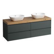 LAUFEN LANI Modulárna zostava 1600, umývadlová doska 65 mm (.267 divoký dub), s výrezom vľavo a vpravo, so 2 zásuvkami: zásuvkový element 800 pravý + zásuvkový element 800 ľavý, 1570x495x580 mm, Šedá traffic 266, H4065941122661