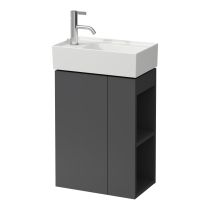 LAUFEN Kartell LAUFEN Skrinka pod umývadlo, 1 dvierka, závesy dverí vľavo, otvorená polička na pravej strane, pre umývadielka H815335, 440x270x600 mm, Bridlica šedá 642, H4075170336421
