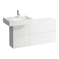 LAUFEN Kartell LAUFEN Skrinka pod umývadlo s dvierkami a dvomi výklopmi, umývadlo vľavo, 1200x270x610 mm, Biela matná 640, H4082910336401