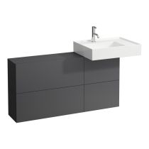 LAUFEN Kartell LAUFEN Skrinka pod umývadlo s dvierkami a dvomi výklopmi, umývadlo vpravo, 1200x270x610 mm, Bridlica šedá 642, H4082920336421
