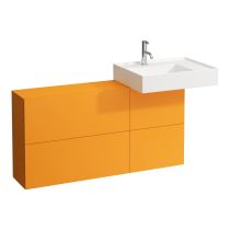 LAUFEN Kartell LAUFEN Skrinka pod umývadlo s dvierkami a dvomi výklopmi, umývadlo vpravo, 1200x270x610 mm, Okrovo hnedá 643, H4082920336431