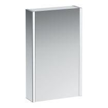 LAUFEN FRAME 25 Zrkadlová skrinka, hliníková, 1 dvojité zrkadlové dvere, s 2 LED osvetľovacími prvkami, s EÚ zásuvkami, so senzorovým vypínačom, pravé dvere, 450x150x750 mm, Zrkadlo 144, H4083029001441