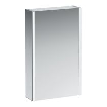 LAUFEN FRAME 25 Zrkadlová skrinka, hliníková, s 2 LED osvetľovacími prvkami a spodným ambient osvetlením, bez zásuvky, bez senzorového vypínača, ľavé dvere, 450x150x750 mm, Biela lesklá 145, H4083719001451