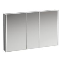 LAUFEN FRAME 25 Hliníková zrkadlová skrinka, LED priestorové osvetlenie, bez el. zásuvky, bez senzorového spínača, 1200x150x750 mm, Biela lesklá 145, H4088749001451