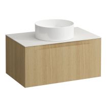 LAUFEN ARUN Zásuvkový element 800, s 1 zásuvkou, s výrezom uprostred, s vrchnou doskou Ardesia Bianca, 805x505x390 mm, Bledý dub 250, H4141011512501