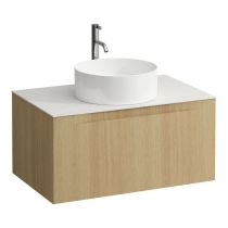 LAUFEN ARUN Zásuvkový element 800, s 1 zásuvkou, s výrezom uprostred, s vrchnou doskou Ardesia Bianca vr. otvoru pre batériu, 805x505x390 mm, Bledý dub 250, H4141051512501