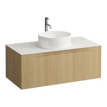 LAUFEN ARUN Zásuvkový element 1000, s 1 zásuvkou, s výrezom uprostred, s vrchnou doskou Ardesia Bianca vr. otvoru pre batériu, 1005x505x390 mm, Špeciálne farby 990, H4141151519901