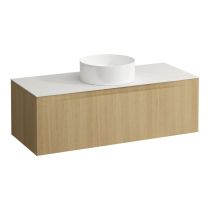 LAUFEN ARUN Zásuvkový element 1200, s 1 zásuvkou, s výrezom uprostred, s vrchnou doskou Ardesia Bianca, 1205x505x390 mm, Bledý dub 250, H4141211512501