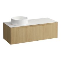 LAUFEN ARUN Zásuvkový element 1200, s 1 zásuvkou, s výrezom vľavo, s vrchnou doskou Ardesia Bianca, 1205x505x390 mm, Bledý dub 250, H4141221512501