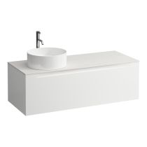 LAUFEN ARUN Zásuvkový element 1200, s 1 zásuvkou, s výrezom vľavo, s vrchnou doskou Ardesia Bianca vr. otvoru pre batériu, 1205x505x390 mm, Multicolour farby 999, H4141261519991