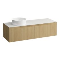 LAUFEN ARUN Zásuvkový element 1400, s 2 zásuvkami, s výrezom vľavo, s vrchnou doskou Ardesia Bianca, 1405x505x390 mm, Špeciálne farby 990, H4141321519901