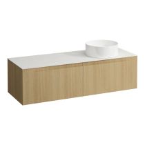 LAUFEN ARUN Zásuvkový element 1400, s 2 zásuvkami, s výrezom vpravo, s vrchnou doskou Ardesia Bianca, 1405x505x390 mm, Špeciálne farby 990, H4141331519901