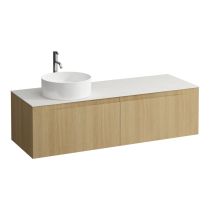 LAUFEN ARUN Zásuvkový element 1400, s 2 zásuvkami, s výrezom vľavo, s vrchnou doskou Ardesia Bianca vr. otvoru pre batériu, 1405x505x390 mm, Bledý dub 250, H4141361512501