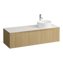 LAUFEN ARUN Zásuvkový element 1400, s 2 zásuvkami, s výrezom vpravo, s vrchnou doskou Ardesia Bianca vr. otvoru pre batériu, 1405x505x390 mm, Špeciálne farby 990, H4141371519901