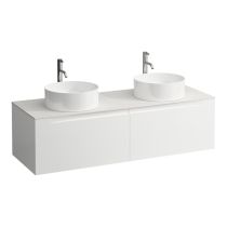 LAUFEN ARUN Zásuvkový element 1400, s 2 zásuvkami, s výrezom vľavo a vpravo, s vrchnou doskou Ardesia Bianca vr. otvoru pre batériu, 1405x505x390 mm, Multicolour farby 999, H4141391519991