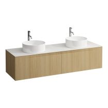 LAUFEN ARUN Zásuvkový element 1600, s 2 zásuvkami, s výrezom vľavo a vpravo, s vrchnou doskou Ardesia Bianca vr. otvoru pre batériu, 1605x505x390 mm, Špeciálne farby 990, H4141491519901