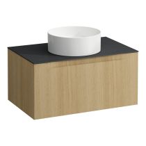 LAUFEN ARUN Zásuvkový element 800, s 1 zásuvkou, s výrezom uprostred, s vrchnou doskou Ardesia Nera, 805x505x390 mm, Bledý dub 250, H4151011512501