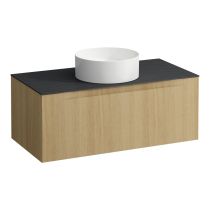 LAUFEN ARUN Zásuvkový element 1000, s 1 zásuvkou, s výrezom uprostred, s vrchnou doskou Ardesia Nera, 1005x505x390 mm, Špeciálne farby 990, H4151111519901