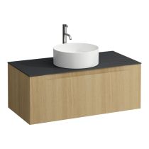 LAUFEN ARUN Zásuvkový element 1000, s 1 zásuvkou, s výrezom uprostred, s vrchnou doskou Ardesia Nera vr. otvoru pre batériu, 1005x505x390 mm, Bledý dub 250, H4151151512501