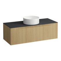 LAUFEN ARUN Zásuvkový element 1200, s 1 zásuvkou, s výrezom uprostred, s vrchnou doskou Ardesia Nera, 1205x505x390 mm, Bledý dub 250, H4151211512501